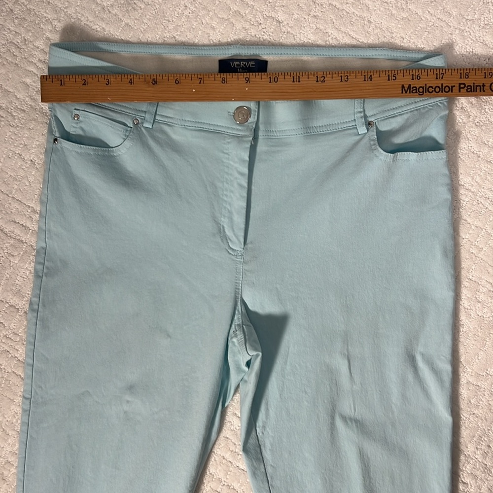 Verve Blues light blue sailor crop stretch capri pants with pockets 16 - Picture 3 of 8